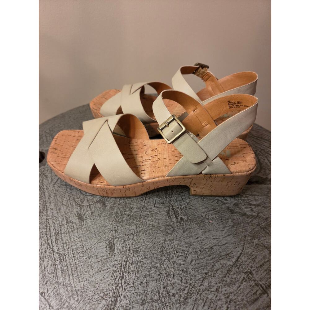 Korks Open-Toe Chunky Heel Sandals Vegan Leather – Cork Platform - Picture 3 of 7
